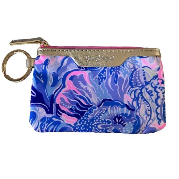 Lilly Pulitzer Shade Seekers Keychain Mini Wallet Zipper Cute Card Holder - Picture 4 of 5